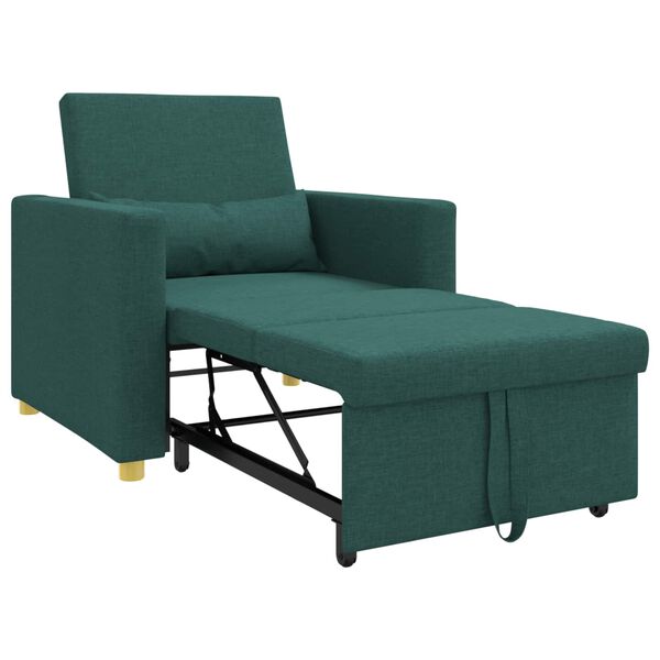 vidaXL Divano letto estraibile singolo Verde scuro 90 x 165 x 87 cm