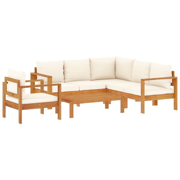 vidaXL Set Divano da Giardino 5 pz con Cuscini Legno Massello Acacia