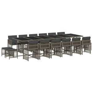 vidaXL Set da Pranzo da Giardino 17pz con Cuscini Grigio in Polyrattan