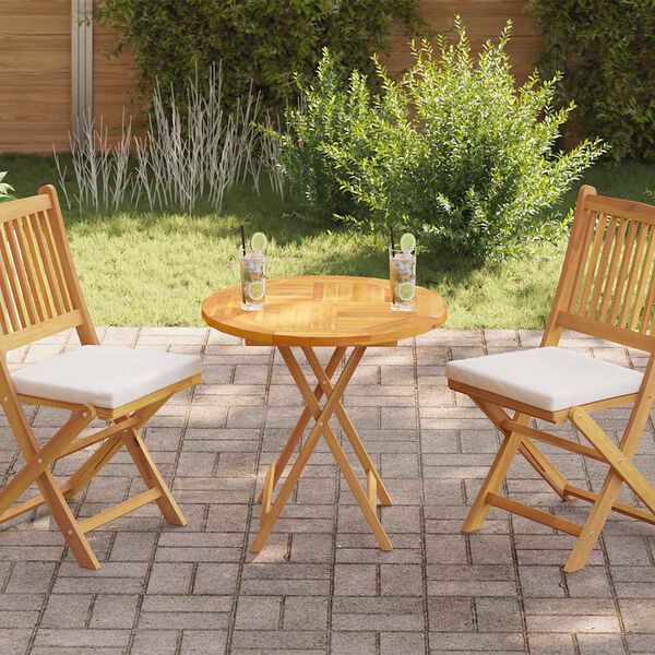 vidaXL Piano Tavolo in Legno Massello di Teak Rotondo 2,5 cm 70 cm