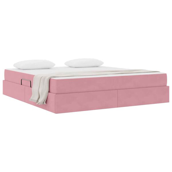 vidaXL Letto con contenitore e materasso Rosa 180 x 200 cm Velluto