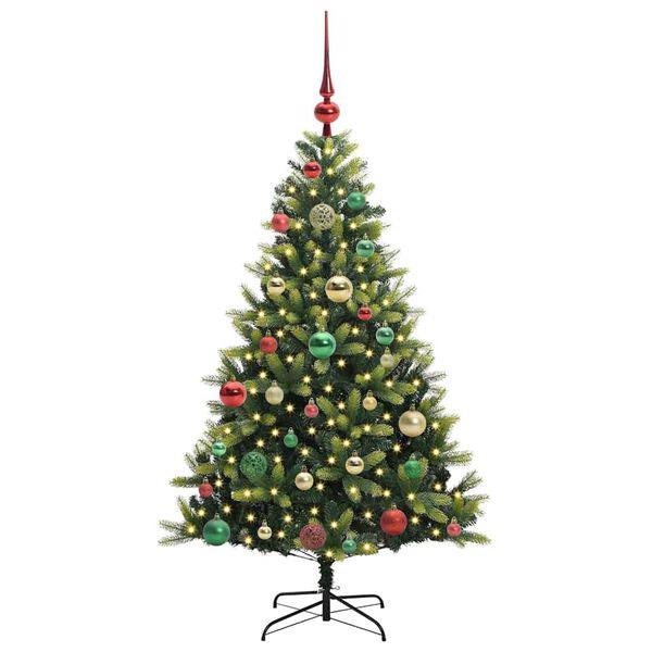 vidaXL Albero di Natale Artificiale Pieghevole 150 LED Verde 120 cm
