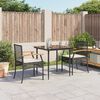 vidaXL Set da Pranzo da Giardino 3 pz con Cuscini Nero in Polyrattan