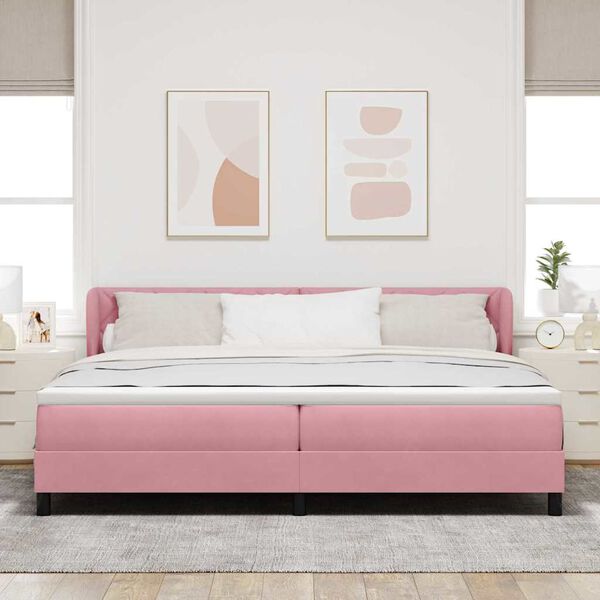 vidaXL Letto a molle con materasso Rosa 200 x 200 cm Velluto