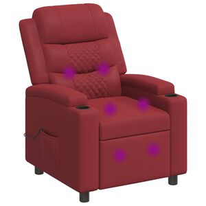 vidaXL Poltrona massaggiante reclinabile Rosso Vino 75 x 93 x 98 cm