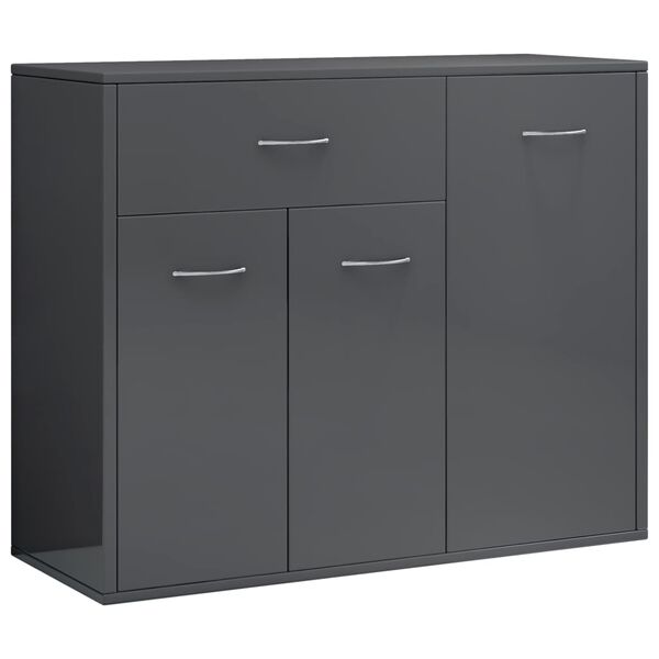 vidaXL Credenza Grigio Lucido 88x30x70 cm in Legno Multistrato