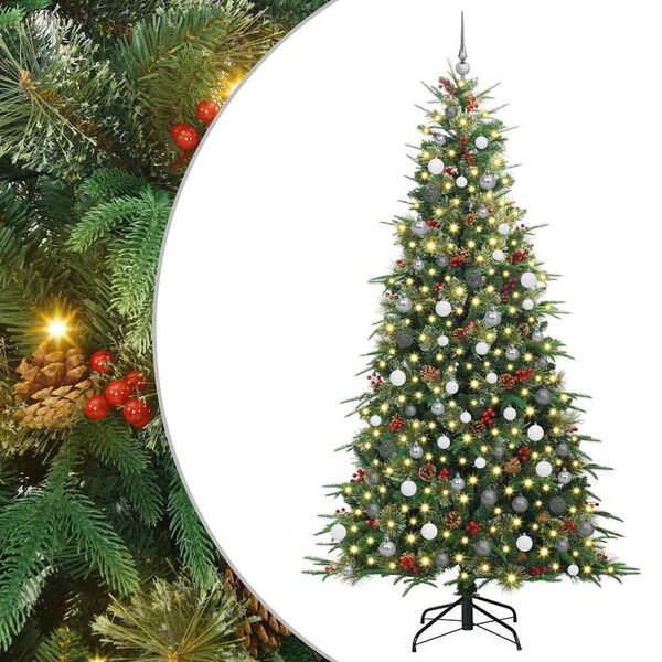 vidaXL Albero di Natale Artificiale con Rami Pieghevoli Verde 240 cm