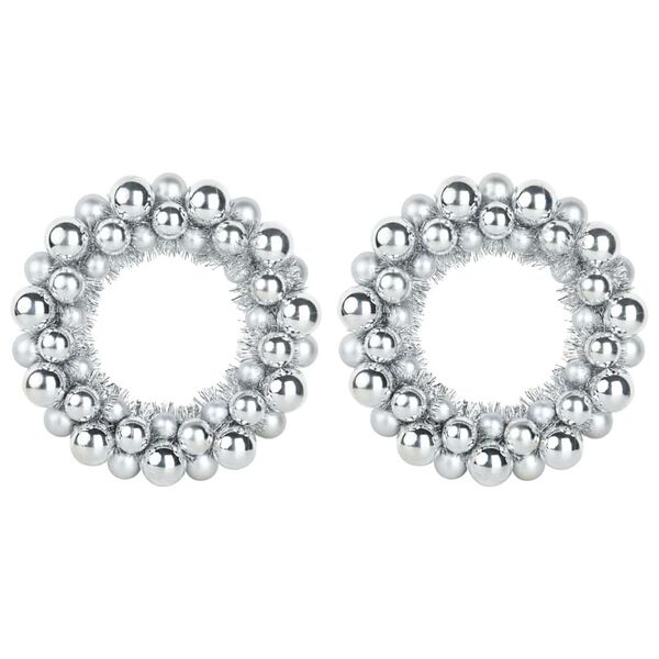 vidaXL Corone di Palline di Natale 2 pcs Argento 33 x 33 x 7 cm