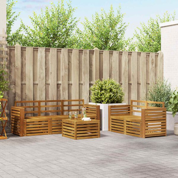 vidaXL Set divani 6 pcs Naturale Legno di Acacia Massello