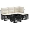 vidaXL Set Divano da Giardino 5 pcs Nero polyrattan
