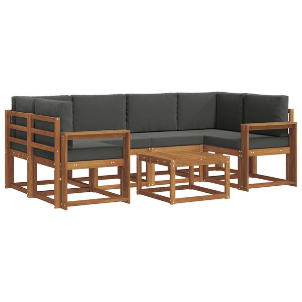 vidaXL Set di divani da esterno con cuscino 7 pcs Naturale e Antracite