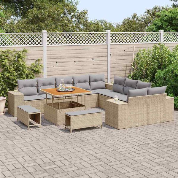 vidaXL Set Divano da Giardino 13 pcs Beige e Grigio Chiaro polyrattan