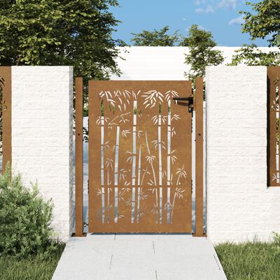 vidaXL Cancello da Giardino 105x155 cm in Acciaio Corten Design Bambù