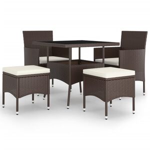 vidaXL Set da Pranzo per Giardino 5 pz in Polyrattan Marrone