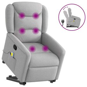 vidaXL Poltrona Alzapersona Massaggi Reclinabile Grigio Nuvola Tessuto