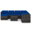 vidaXL Set Salotto da Giardino con Cuscini 9pz Legno Impregnato Grigio