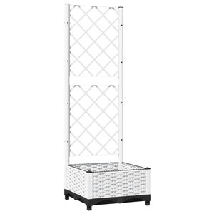 vidaXL Fioriera da Giardino con Graticcio Bianco 40x40x121,5 cm PP