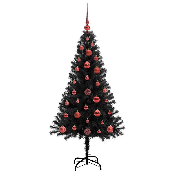vidaXL Albero di Natale con 150 LED con supporto Nero 120 cm PVC