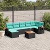 vidaXL Set Divani da Giardino 8 pz con Cuscini Nero in Polyrattan