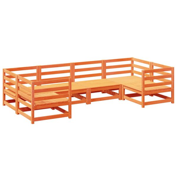 vidaXL Set Divani da Giardino 6 pz Marrone Cera Legno Massello Pino