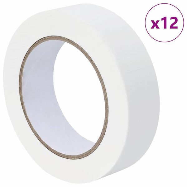 vidaXL Nastri Adesivi per Pittori 12 pcs Bianco 30mm x 50m Carta