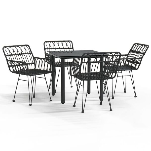 vidaXL Set da Pranzo da Giardino 5 pz Nero in Polyrattan