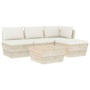 vidaXL Set Divani da Giardino su Pallet 5 pz con Cuscini Legno Abete