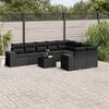 vidaXL Set Divani da Giardino 10pz con Cuscini in Polyrattan Nero