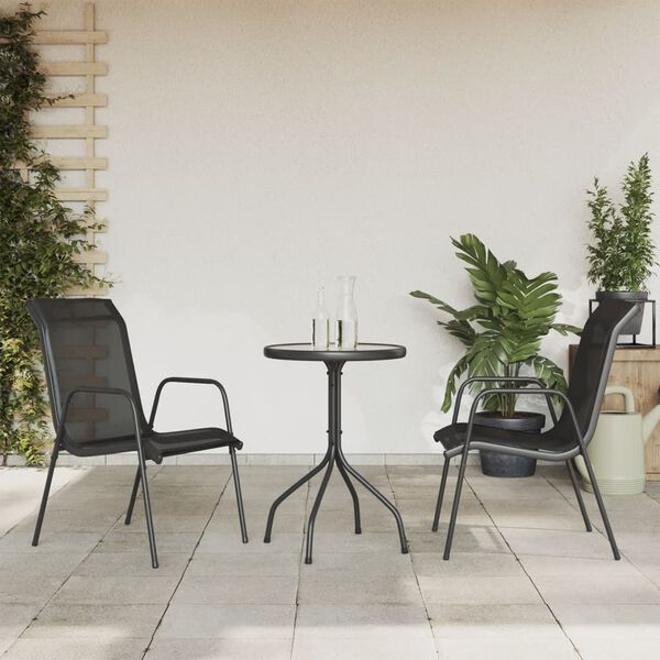 vidaXL Set da Pranzo da Giardino 3 pz in Acciaio Nerooutdoor