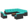 vidaXL Set Divani da Giardino 14pz con Cuscini in Polyrattan Nero