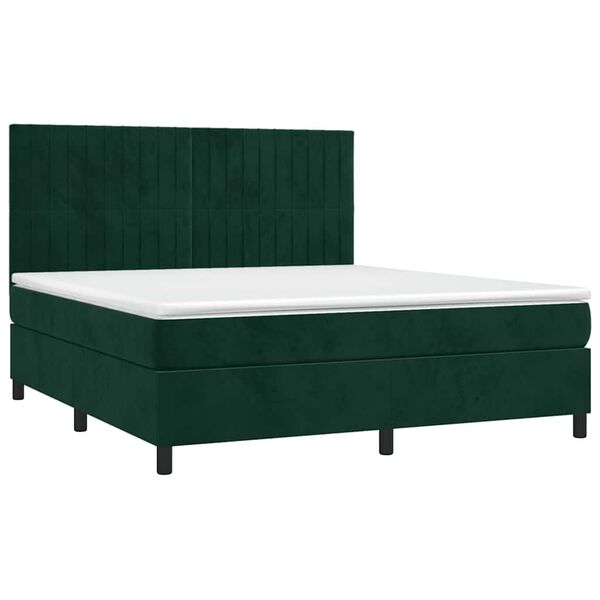 vidaXL Letto a Molle con Materasso e LED Verde Scuro 180x200cm Velluto