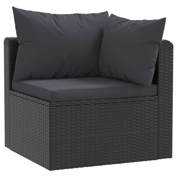 vidaXL Set Divani da Giardino 5 pz con Cuscini in Polyrattan Nero