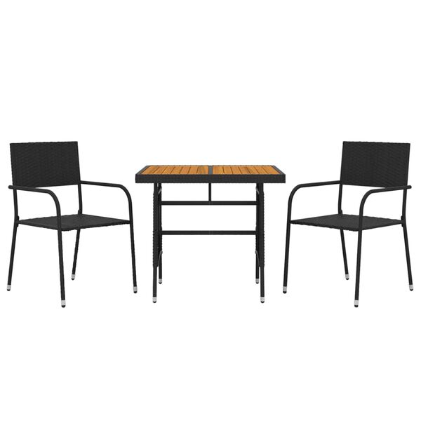 vidaXL Set da Pranzo da Giardino 3 pz in Polyrattan Nero