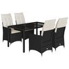 vidaXL Set da Pranzo da Giardino 5 pz Nero con Cuscini in Polyrattan