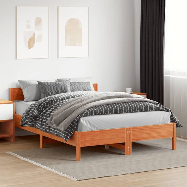 vidaXL Letto senza Materasso Marrone Cera 150x200 cm in Legno di Pino