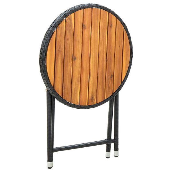 vidaXL Tavolino da Tè Nero 60 cm in Polyrattan e Massello di Acacia