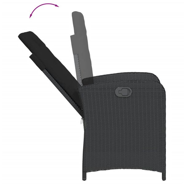 vidaXL Set da Pranzo da Giardino 9 pz con Cuscini Nero in Polyrattan