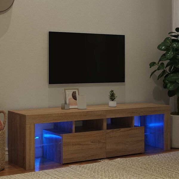 vidaXL Mobile Porta TV con Luci LED Rovere Sonoma 140x36,5x40 cm