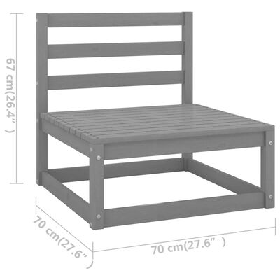 vidaXL Set Divani da Giardino 8 pz Grigio in Legno Massello di Pino