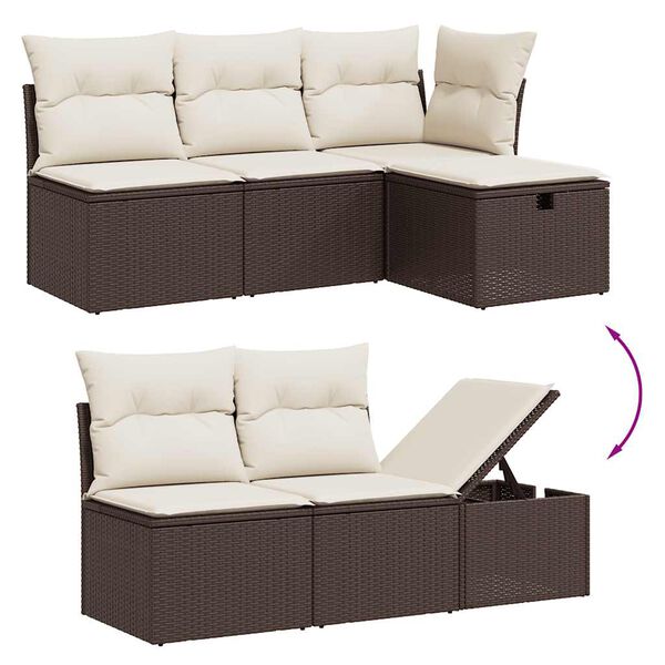 vidaXL Set Divani da Giardino 11 pz con Cuscini Polyrattan Marrone