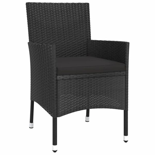 vidaXL Set Bistr&ograve; da Giardino 5 pz con Cuscini in Polyrattan Nero