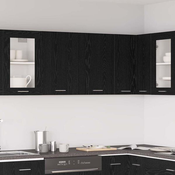 vidaXL Armadio pensile Lyon Rovere Nero 80 x 31 x 60 cm