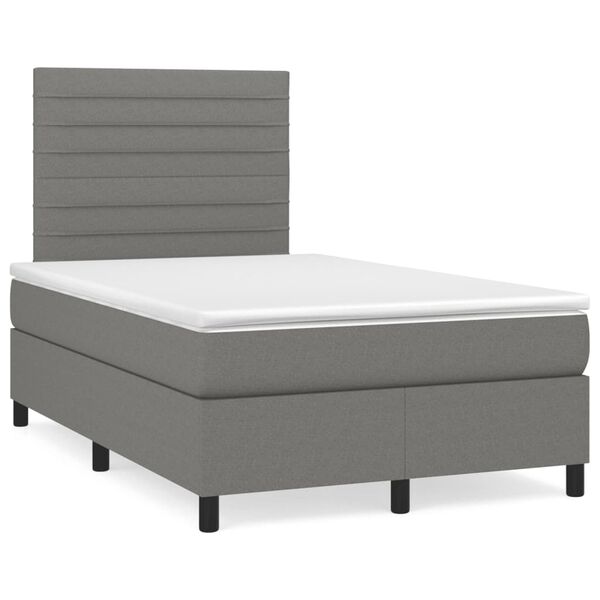 vidaXL Letto a Molle Materasso e LED Grigio Scuro 120x190cm in Tessuto