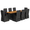 vidaXL Set da Pranzo da Giardino 9 pz con Cuscini Nero in Polyrattan