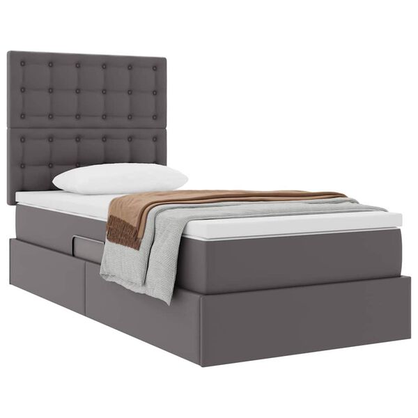 vidaXL Letto con Contenitore Grigio 90 x 200 cm Pelle Sintetica
