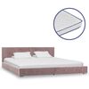 vidaXL Letto con Materasso Memory Foam Rosa Velluto 180x200 cm