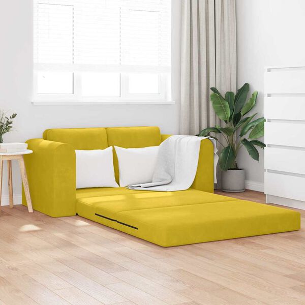 vidaXL Divano letto 60cm Giallo Velluto