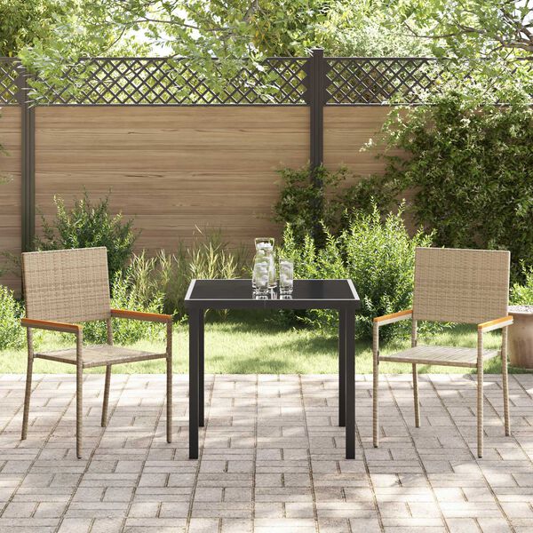 vidaXL Set da Pranzo per Giardino con cuscino 3 pcs Beige polyrattan