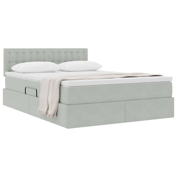 vidaXL Letto con Contenitore Grigio chiaro 140 x 190 cm Velluto