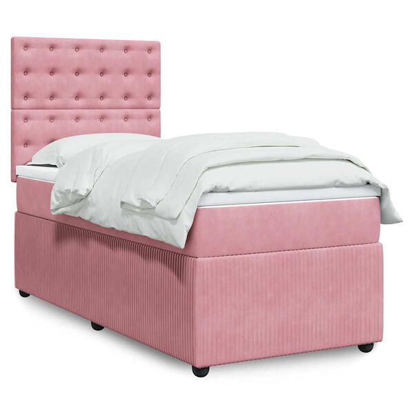 vidaXL Giroletto a Molle con Materasso Rosa 90x190 cm in Velluto